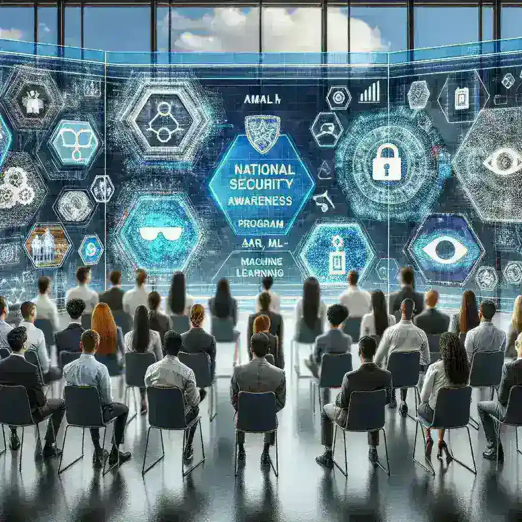 "Interactive session of the National Security Awareness Program utilizing Augmented Reality (AR) and Machine Learning (ML) technologies, demonstrating engaging training methods for enhanced participant learning."
