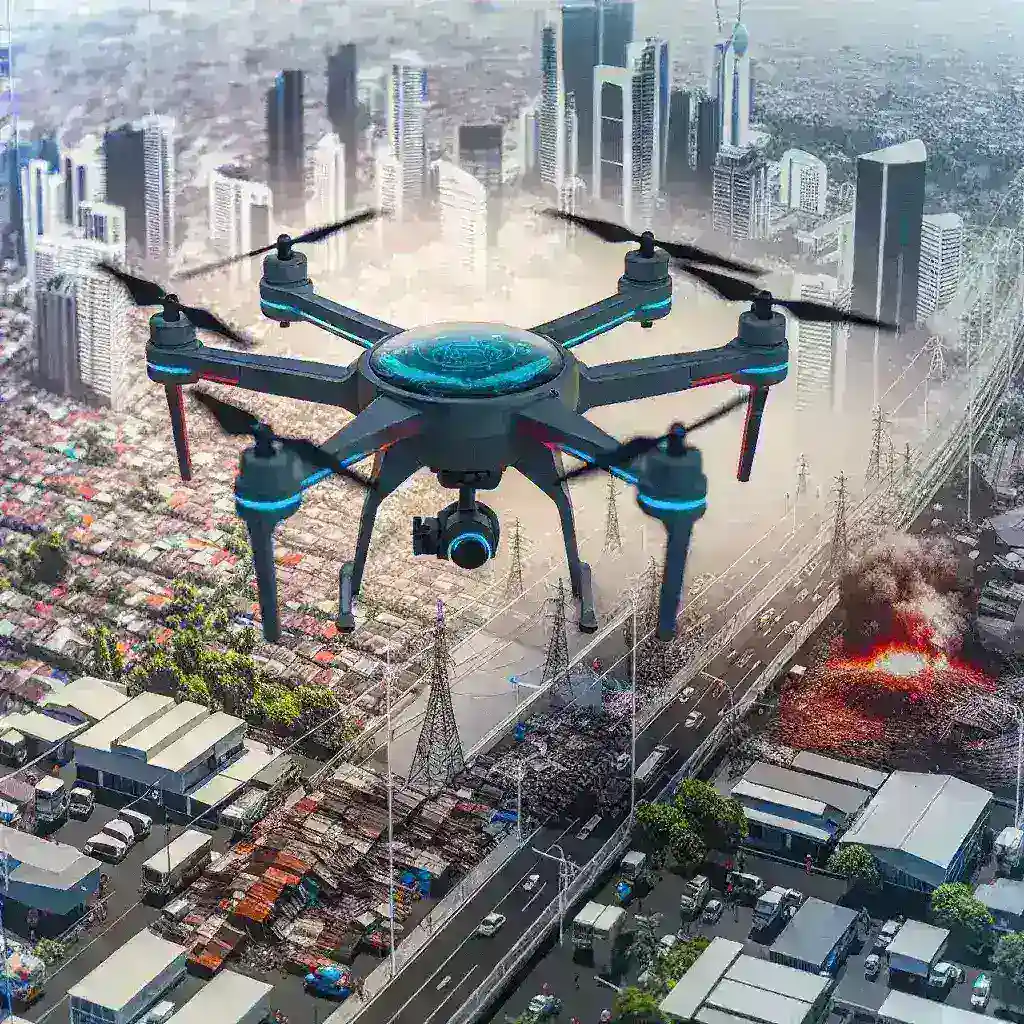 "Drone developed by BETA UAS in Bandung for disaster mapping and PLN inspection, showcasing advanced technology for enhanced safety and efficiency in emergency response."